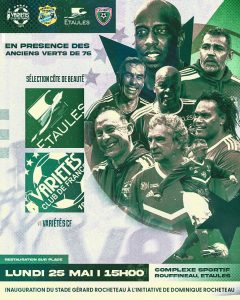 Affiche match de football Les Verts 76 vs Variétés Club de France à Étaules